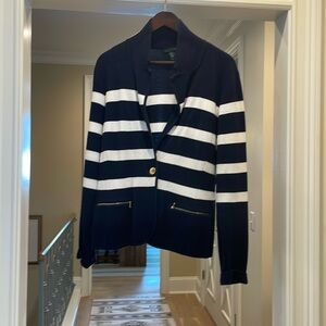 Lauren Ralph Lauren navy and white sweater jacket (le)